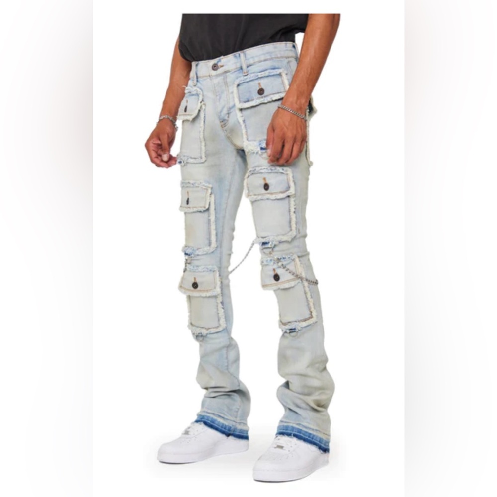 Men's Distressed Light Blue Jeans